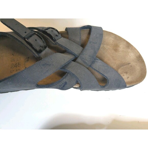 Birki’s Birkenstock Sandals Calais Navy Criss Cross Sz 38 Women's 7 M5 Narrow - Picture 8 of 10